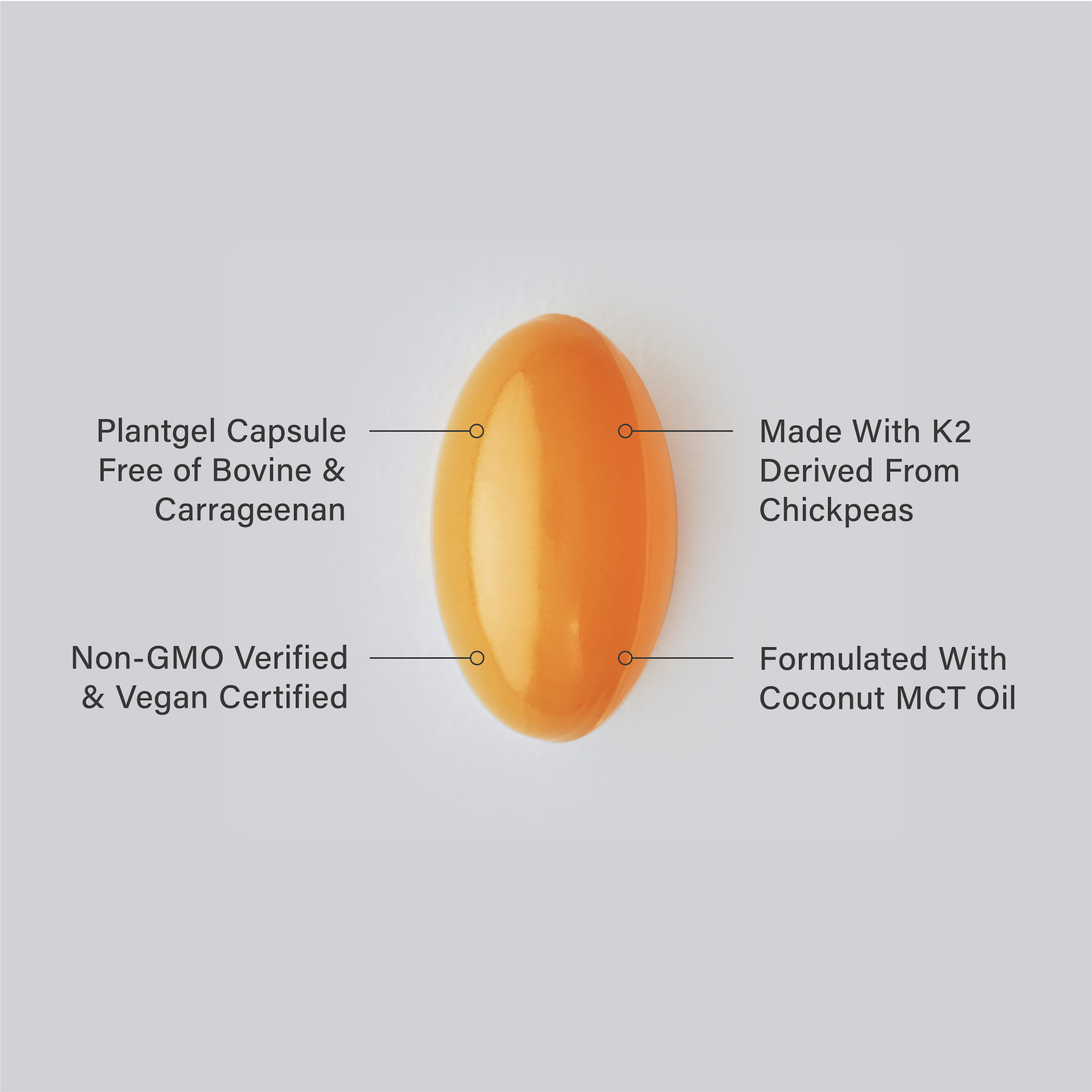 A single Sports Research Vitamin K2 veggie softgel infographic.
