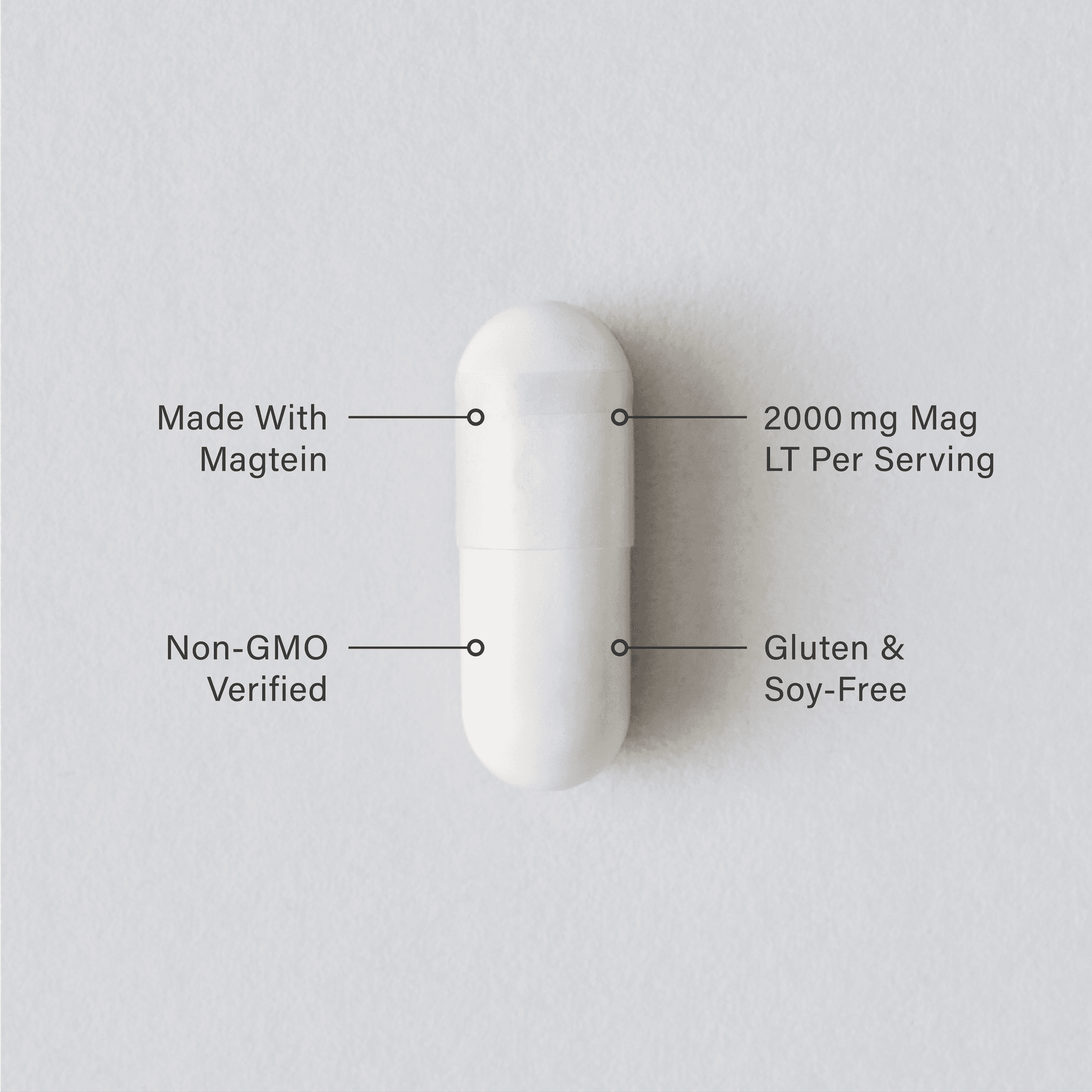 A single Sports Research Magnesium L-Threonate veggie capsule infographic.