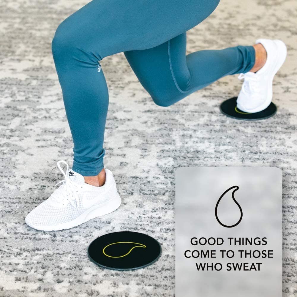 Woman using Sweet Sweat® Core Sliders to workout.